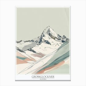 Grossglockner Austria Color Line Drawing 3 Poster Canvas Print
