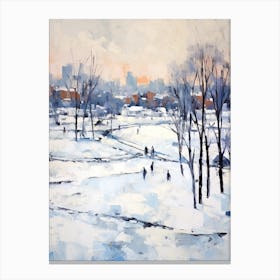 Winter City Park Painting Grant Park Chicago United States 4 Canvas Print