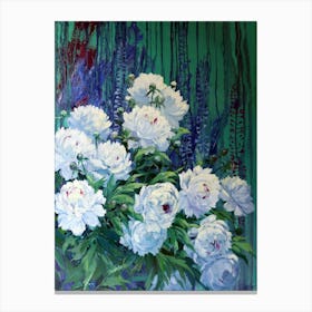 White Peonies Canvas Print