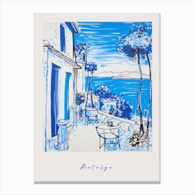 Antalya Turkey Mediterranean Blue Drawing Poster Canvas Print