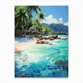 A Painting Of Anse Lazio, Praslin Seychelles 2 Canvas Print