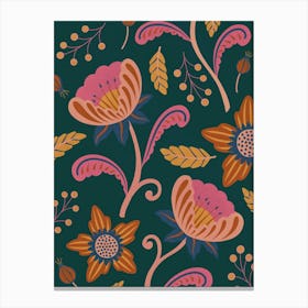 Floral Pattern teal Canvas Print