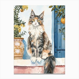 Maine Coon Storybook Illustration 3 Canvas Print