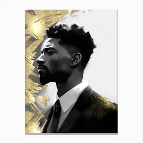 Black Man with Gold Abstract 12 Canvas Print