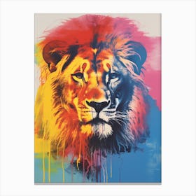 Lion Pop Art Risograph Inspired 3 Canvas Print