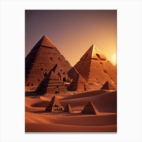 3d Animation Style Gothic Ancient Egyptian 3 Pyramids During S 0 Canvas Print