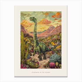 Dinosaur In The Desert Painting Poster Canvas Print