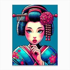 Japan Traditional Geisha Illustration By Ad 100 Canvas Print