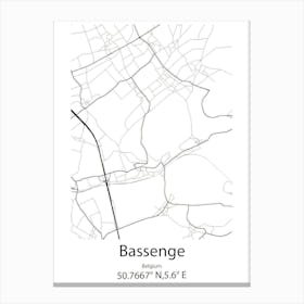 Bassenge,Belgium Minimalist Map Canvas Print