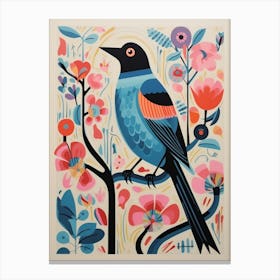 Colourful Scandi Bird Cowbird 3 Canvas Print