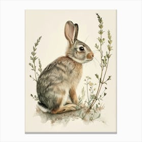 Californian Blockprint Rabbit Illustration 3 Canvas Print