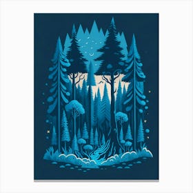 A Fantasy Forest At Night In Blue Theme 24 Canvas Print