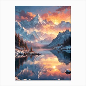 Sunset In The Mountains Canvas Print