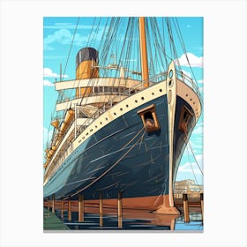 Titanic Ship Charcoal Modern Illustration 2 Canvas Print