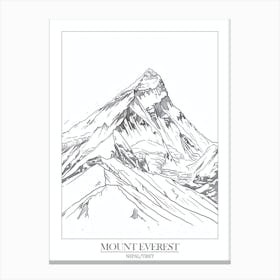 Mount Everest Nepal Tibet Line Drawing 3 Poster Canvas Print
