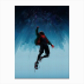 Spider Man Into The Spider Verse In A Pixel Dots Art Style Canvas Print