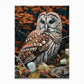 Barred Owl Relief Illustration 3 Canvas Print