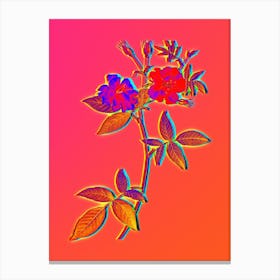 Neon Hudson Rosehip Botanical in Hot Pink and Electric Blue Canvas Print