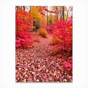 A Colorful Autumn Forest With Fallen Leaves Blanke View 1 Stampe su tela