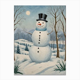 Snowman In The Woods no2 Canvas Print