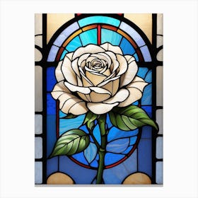 White Rose Stained Glass Canvas Print