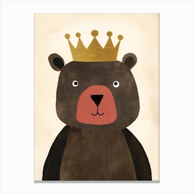 Little Brown Bear 2 Wearing A Crown Canvas Print