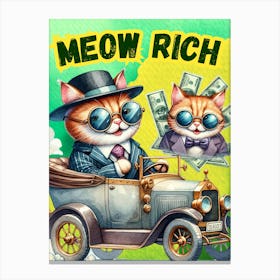 Cat Art, meow, animal art, Meow Rich Canvas Print