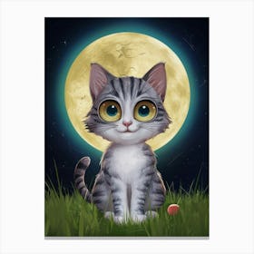 Cat In The Moonlight 2 Canvas Print