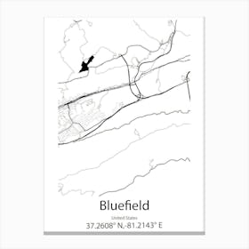 Bluefield,United States Minimalist Map Canvas Print