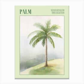 Palm Tree Atmospheric Watercolour Painting 1 Poster Canvas Print