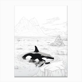 Iceberg Orca Whale Minimalist Line Drawing Canvas Print