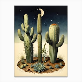 William Morris Cactus At Night Canvas Print