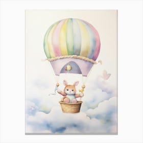 Baby Rabbit 1 In A Hot Air Balloon Canvas Print