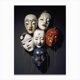 Noh Masks Japanese Style Illustration 17 Canvas Print
