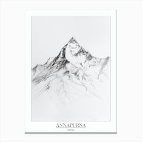 Annapurna Nepal Line Drawing 1 Poster Canvas Print