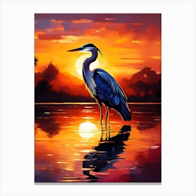 Heron At Sunset Canvas Print