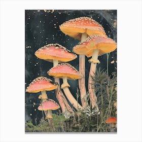 Retro Kitsch Mushroom Collage 1 Canvas Print