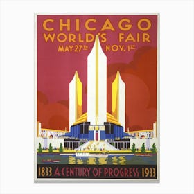 Chicago World’s Fair Poster 1933 Canvas Print