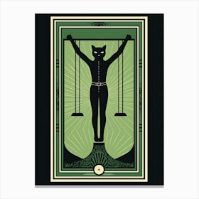The Hanged Man, Black Cat Tarot Card 1 Canvas Print