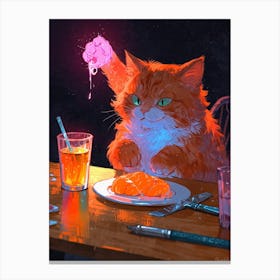 Cat At The Table 1 Canvas Print