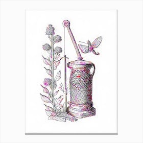 Smoker Beekeeper S Tool Pink William Morris Style Canvas Print