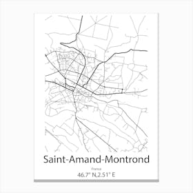 Saint Amand Montrond,France Minimalist Map Canvas Print