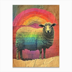 Kitsch Rainbow Sheep Collage 2 Canvas Print
