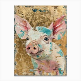 Piglet Gold Effect Collage 2 Canvas Print