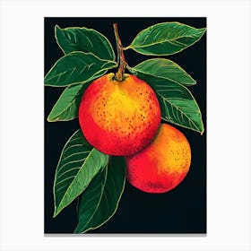 Two Oranges On A Branch Canvas Print