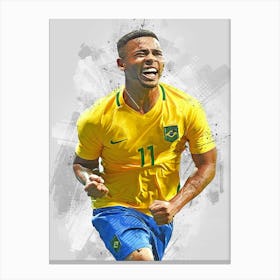 Gabriel Jesus Brazil Drawing Canvas Print