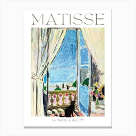 Matisse Black Cat by the Window in Nice Art Poster Print Painting by Henri Matisse With Added Black Cat - Mediterranean Blue Sky and Sea HD Fully Remastered High Resolution Canvas Print