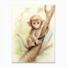 Monkey Painting Drawing Watercolour 1 Canvas Print