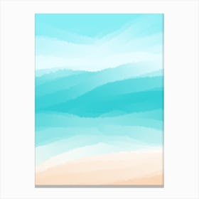 Minimal art abstract watercolor painting calm blue waves Canvas Print