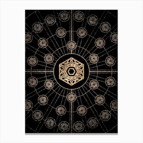 Geometric Glyph Radial Array in Glitter Gold on Black n.0080 Canvas Print